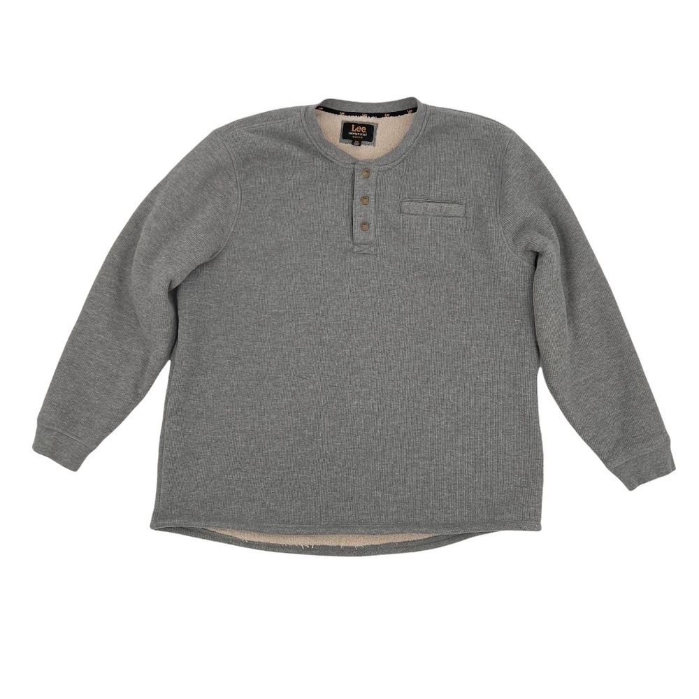 Lee Gray Sherpa Lined Long Sleeve Button Up Sweatshirt Size XXL Men’s